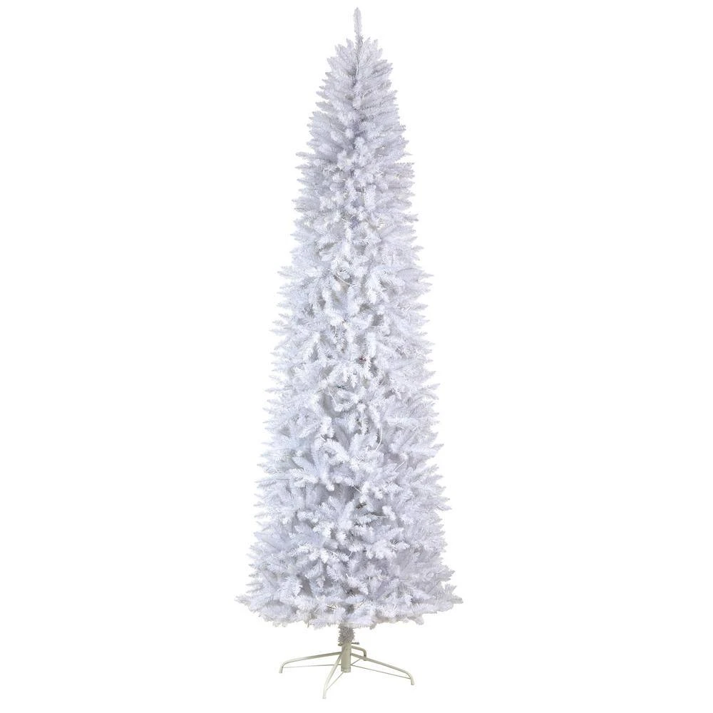 9 Ft. White Pre-Lit LED Slim Artificial Christmas Tree With 600 Warm White Lights 7 9 Ft. White Pre-Lit LED Slim Artificial Christmas Tree With 600 Warm White Lights - Image 5