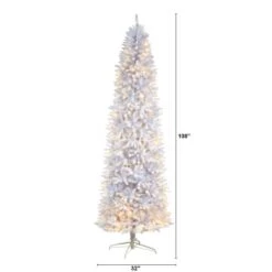 9 Ft. White Pre-Lit LED Slim Artificial Christmas Tree With 600 Warm White Lights 15 9 Ft. White Pre-Lit LED Slim Artificial Christmas Tree With 600 Warm White Lights -Holiday Glow Store nearly natural pre lit christmas trees t3363 c3 1000