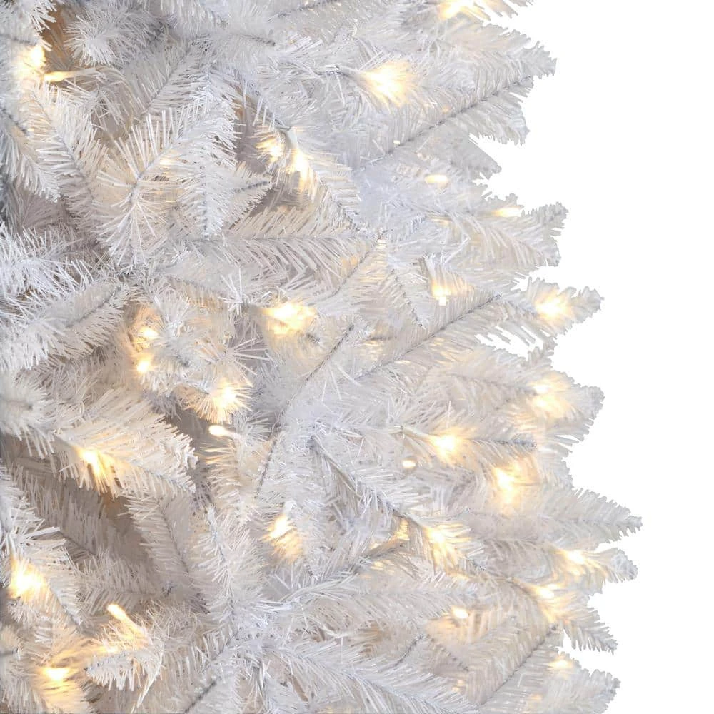 10 Ft. White Pre-Lit LED Slim Artificial Christmas Tree With 800 Warm White Lights 8 10 Ft. White Pre-Lit LED Slim Artificial Christmas Tree With 800 Warm White Lights - Image 6