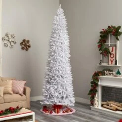 10 Ft. White Pre-Lit LED Slim Artificial Christmas Tree With 800 Warm White Lights 21 10 Ft. White Pre-Lit LED Slim Artificial Christmas Tree With 800 Warm White Lights -Holiday Glow Store nearly natural pre lit christmas trees t3364 31 1000