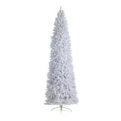 10 Ft. White Pre-Lit LED Slim Artificial Christmas Tree With 800 Warm White Lights 16 10 Ft. White Pre-Lit LED Slim Artificial Christmas Tree With 800 Warm White Lights -Holiday Glow Store nearly natural pre lit christmas trees t3364 4f 1000