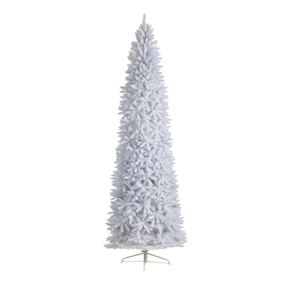 10 Ft. White Pre-Lit LED Slim Artificial Christmas Tree With 800 Warm White Lights 7 10 Ft. White Pre-Lit LED Slim Artificial Christmas Tree With 800 Warm White Lights - Image 5