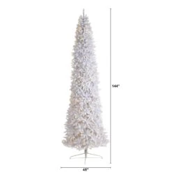 12 Ft. White Pre-Lit LED Slim Artificial Christmas Tree With 1100 Warm White Lights -Holiday Glow Store nearly natural pre lit christmas trees t3366 c3 1000