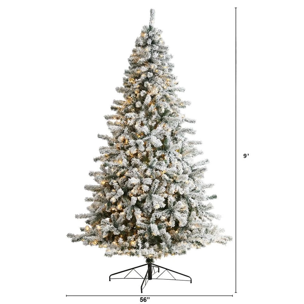 9 Ft. LED Flocked Spruce Artificial Christmas Tree With 650-Lights And 1550 Bendable Branches 4 9 Ft. LED Flocked Spruce Artificial Christmas Tree With 650-Lights And 1550 Bendable Branches - Image 2
