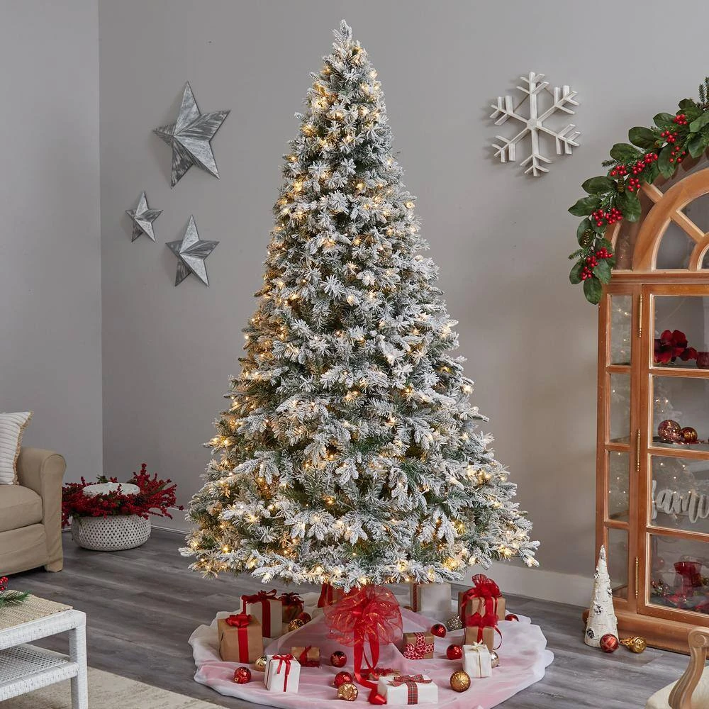 9 Ft. Flocked Vermont Mixed Pine Artificial Christmas Tree With 650 LED Lights And 1960 Bendable Branches 10 9 Ft. Flocked Vermont Mixed Pine Artificial Christmas Tree With 650 LED Lights And 1960 Bendable Branches - Image 8