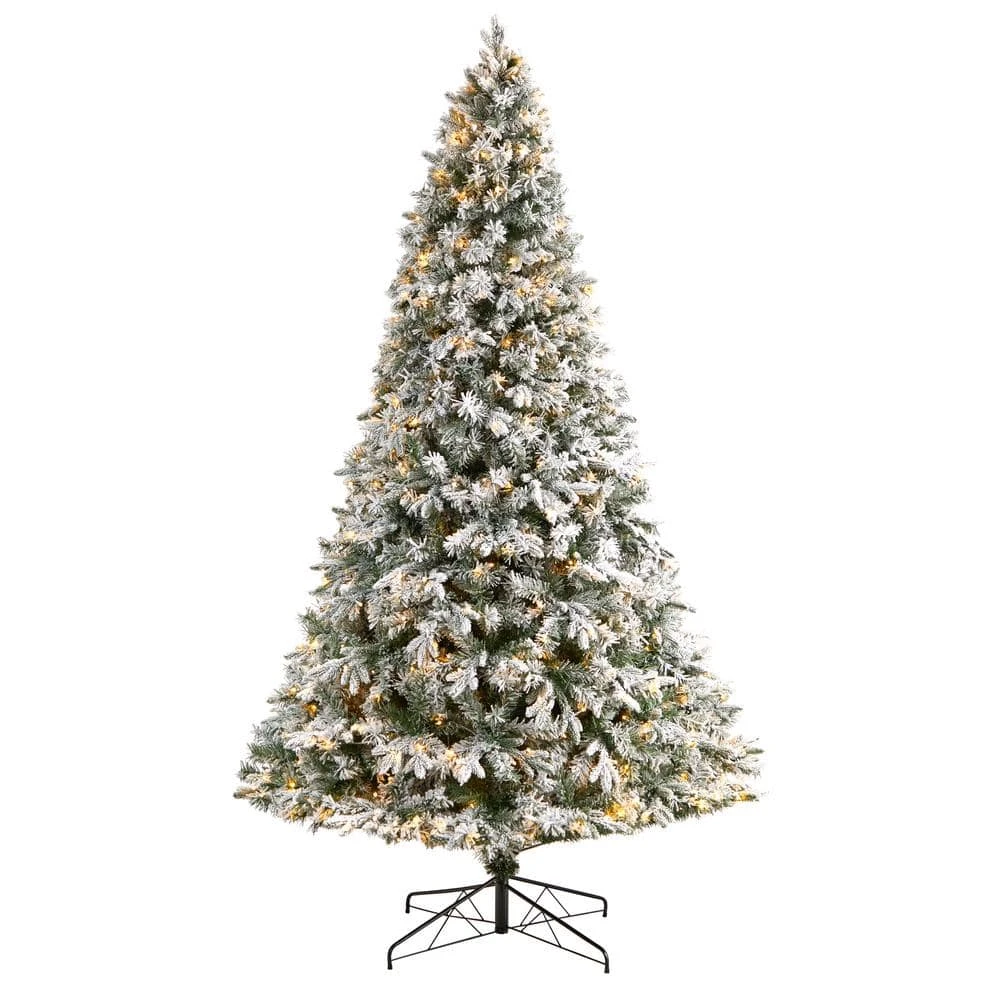 9 Ft. Flocked Vermont Mixed Pine Artificial Christmas Tree With 650 LED Lights And 1960 Bendable Branches 3 9 Ft. Flocked Vermont Mixed Pine Artificial Christmas Tree With 650 LED Lights And 1960 Bendable Branches