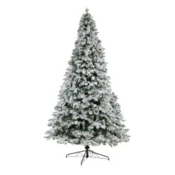10 Ft. Flocked Vermont Mixed Pine Artificial Christmas Tree With 800 LED Lights And 2200 Bendable Branches -Holiday Glow Store nearly natural pre lit christmas trees t3387 4f 1000