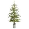5.5 Ft. Pre-Lit Pine Artificial Christmas Tree In Decorative Planter With 150 Lights -Holiday Glow Store nearly natural pre lit christmas trees t3395 64 1000