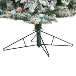 8.5 Ft. Flocked British Columbia Mountain Fir Artificial Christmas Tree W/Multi-Color Globe Bulbs And Bendable Branches -Holiday Glow Store nearly natural pre lit christmas trees t3517 fa 1000