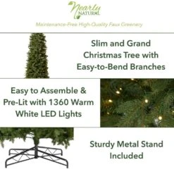13 Ft. Pre-Lit LED Slim Green Mountain Pine Artificial Christmas Tree With 1360 Warm White Lights 3924 Bendable Branches 22 13 Ft. Pre-Lit LED Slim Green Mountain Pine Artificial Christmas Tree With 1360 Warm White Lights 3924 Bendable Branches -Holiday Glow Store nearly natural pre lit christmas trees t4534 77 1000