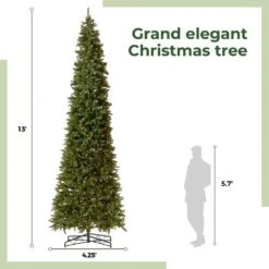 13 Ft. Pre-Lit LED Slim Green Mountain Pine Artificial Christmas Tree With 1360 Warm White Lights 3924 Bendable Branches 23 13 Ft. Pre-Lit LED Slim Green Mountain Pine Artificial Christmas Tree With 1360 Warm White Lights 3924 Bendable Branches -Holiday Glow Store nearly natural pre lit christmas trees t4534 c3 1000