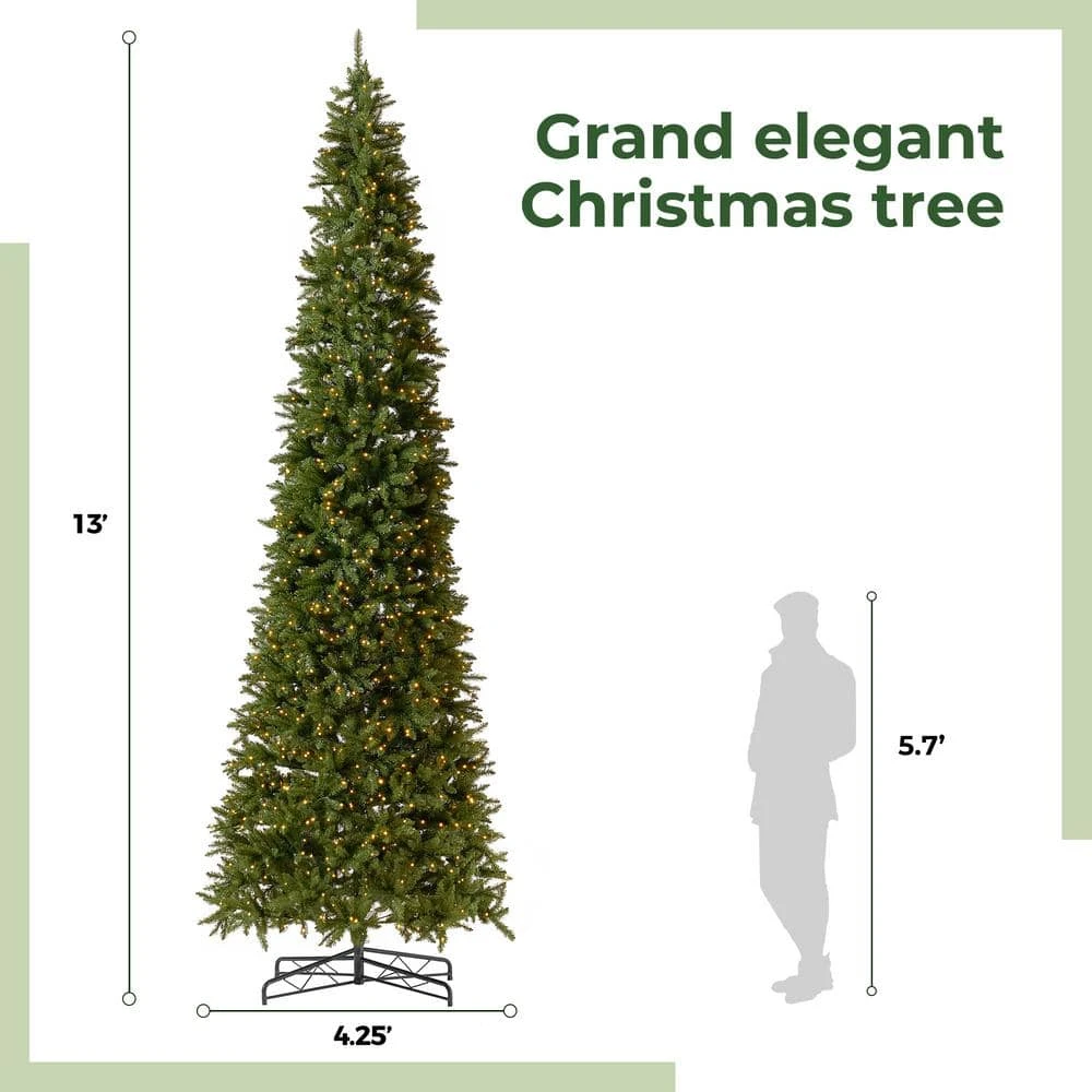 13 Ft. Pre-Lit LED Slim Green Mountain Pine Artificial Christmas Tree With 1360 Warm White Lights 3924 Bendable Branches 10 13 Ft. Pre-Lit LED Slim Green Mountain Pine Artificial Christmas Tree With 1360 Warm White Lights 3924 Bendable Branches - Image 8