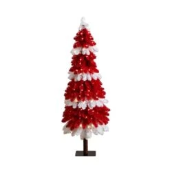 5 Ft. Pre-Lit Artificial Peppermint Christmas Tree With 150 Microdot LED Lights -Holiday Glow Store nearly natural pre lit christmas trees t4700 4f 1000