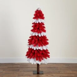 5 Ft. Pre-Lit Artificial Peppermint Christmas Tree With 150 Microdot LED Lights -Holiday Glow Store nearly natural pre lit christmas trees t4700 76 1000