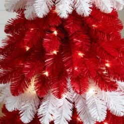 5 Ft. Pre-Lit Artificial Peppermint Christmas Tree With 150 Microdot LED Lights -Holiday Glow Store nearly natural pre lit christmas trees t4700 fa 1000