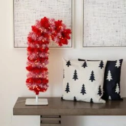 30 In. Pre-Lit Candy Cane Artificial Christmas Tree With 100 Micro LED Lights -Holiday Glow Store nearly natural pre lit christmas trees t4702 31 1000