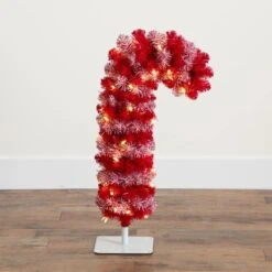 30 In. Pre-Lit Candy Cane Artificial Christmas Tree With 100 Micro LED Lights -Holiday Glow Store nearly natural pre lit christmas trees t4702 d4 1000