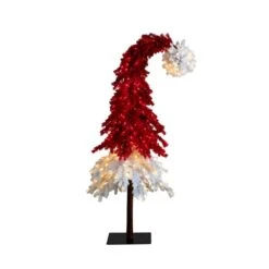 7 Ft. Pre-Lit Holiday Red Santa's Hat Artificial Christmas Tree With 500 LED Lights And 1272 Bendable Branches -Holiday Glow Store nearly natural pre lit christmas trees t4703 4f 1000