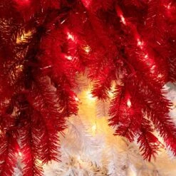 7 Ft. Pre-Lit Holiday Red Santa's Hat Artificial Christmas Tree With 500 LED Lights And 1272 Bendable Branches -Holiday Glow Store nearly natural pre lit christmas trees t4703 fa 1000