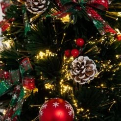 36 In. Pre-Lit Fiber Optic Cosmopolitan Star Topped Artificial Christmas Tree With Decorative Planter -Holiday Glow Store nearly natural pre lit christmas trees t4750 1f 1000