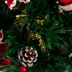 24 In. Pre-Lit Fiber Optic Artificial Christmas Tree With Ornaments, Poinsettia And Star Topper -Holiday Glow Store nearly natural pre lit christmas trees t4752 1f 1000