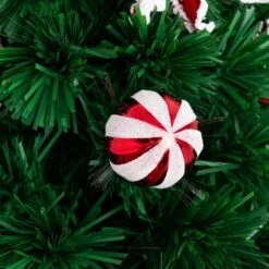 24 In. Pre-Lit Fiber Optic Artificial Christmas Tree With Ornaments, Poinsettia And Star Topper -Holiday Glow Store nearly natural pre lit christmas trees t4752 4f 1000