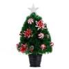 24 In. Pre-Lit Fiber Optic Artificial Christmas Tree With Ornaments, Poinsettia And Star Topper -Holiday Glow Store nearly natural pre lit christmas trees t4752 64 1000