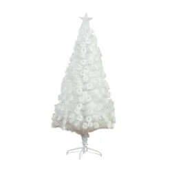 6 Ft. Pre-Lit Fiber Optic White Artificial Christmas Tree With Star Tree Topper