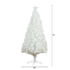 6 Ft. Pre-Lit Fiber Optic White Artificial Christmas Tree With Star Tree Topper -Holiday Glow Store nearly natural pre lit christmas trees t4770 c3 1000