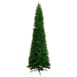 14 Ft. Pre-Lit Slim Green Mountain Pine ArtificialChristmas Tree With 1600 Warm White LED Lights And 4660 Branches