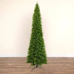15 Ft. Pre-Lit LED Slim Green Mountain Pine Artificial Christmas Tree With 1900 Warm White Lights And 5460 Branches -Holiday Glow Store nearly natural pre lit christmas trees t4781 d4 1000