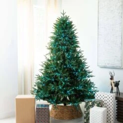 7 Ft. Pre-Lit Edmonton Fir Light Show Memory Shape Artificial Christmas Tree With Instant Connect Technology -Holiday Glow Store nearly natural pre lit christmas trees t4786 44 1000
