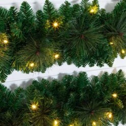 5 Ft. Pre-Lit Wall Hanging Artificial Christmas Tree With 50 Warm White LED Lights -Holiday Glow Store nearly natural pre lit christmas trees t4787 fa 1000 1