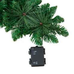 5 Ft. Pre-Lit Wall Hanging Artificial Christmas Tree With 50 Warm White LED Lights -Holiday Glow Store nearly natural pre lit christmas trees t4787 fa 1000