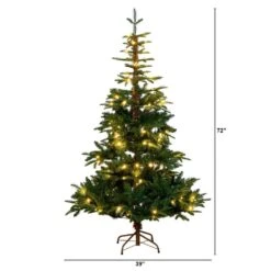 6 Ft. Pre-Lit Artificial Idaho Mixed Fir Christmas Tree With 130 Warm White LED Lights -Holiday Glow Store nearly natural pre lit christmas trees t4791 c3 1000