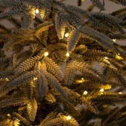 7 Ft. Pre-Lit Flocked Woodland Fir Artificial Christmas Tree With 200 Warm White LED Lights -Holiday Glow Store nearly natural pre lit christmas trees t4793 76 1000