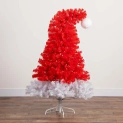 5 Ft. Pre-Lit Holiday Red Santa's Hat Artificial Christmas Tree With 300 LED Lights And 720 Tips -Holiday Glow Store nearly natural pre lit christmas trees t4794 1f 1000