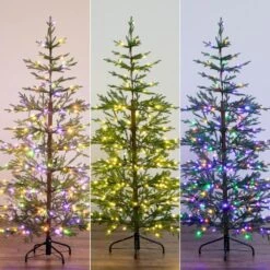 6 Ft. Pre-Lit Faux Natural Fresh Cut Fir Xmas Tree W/Instant Connect Technology & 230 Color Changing LED Dewdrop Lights -Holiday Glow Store nearly natural pre lit christmas trees t4801 a0 1000