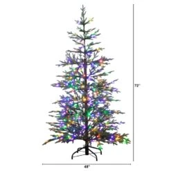 6 Ft. Pre-Lit Faux Natural Fresh Cut Fir Xmas Tree W/Instant Connect Technology & 230 Color Changing LED Dewdrop Lights -Holiday Glow Store nearly natural pre lit christmas trees t4801 c3 1000