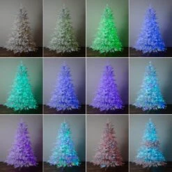 7 Ft. Pre-Lit Artificial White California Spruce Christmas Tree With 440 Color Changing LED Lights -Holiday Glow Store nearly natural pre lit christmas trees t4802 1d 1000