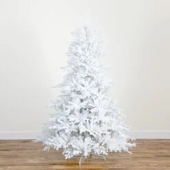 7 Ft. Pre-Lit Artificial White California Spruce Christmas Tree With 440 Color Changing LED Lights -Holiday Glow Store nearly natural pre lit christmas trees t4802 76 1000