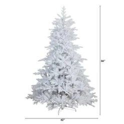 7 Ft. Pre-Lit Artificial White California Spruce Christmas Tree With 440 Color Changing LED Lights -Holiday Glow Store nearly natural pre lit christmas trees t4802 c3 1000