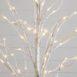 4 Ft. 6 Ft. 8 Ft. Pre-Lit Artificial White Birch Trees With LED Lights - (Set Of 3) -Holiday Glow Store nearly natural pre lit christmas trees t5101 1f 1000