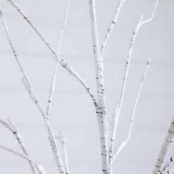 4 Ft. 6 Ft. 8 Ft. Pre-Lit Artificial White Birch Trees With LED Lights - (Set Of 3) -Holiday Glow Store nearly natural pre lit christmas trees t5101 44 1000