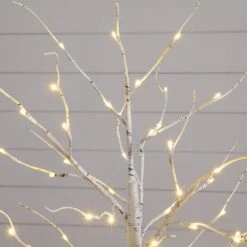 4 Ft. 6 Ft. 8 Ft. Pre-Lit Artificial White Birch Trees With LED Lights - (Set Of 3) -Holiday Glow Store nearly natural pre lit christmas trees t5101 4f 1000