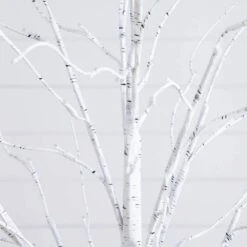 4 Ft. 6 Ft. 8 Ft. Pre-Lit Artificial White Birch Trees With LED Lights - (Set Of 3) -Holiday Glow Store nearly natural pre lit christmas trees t5101 76 1000