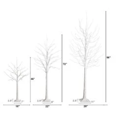 4 Ft. 6 Ft. 8 Ft. Pre-Lit Artificial White Birch Trees With LED Lights - (Set Of 3) -Holiday Glow Store nearly natural pre lit christmas trees t5101 c3 1000