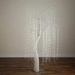 7 Ft. Pre-Lit Artificial White Willow Tree With 400-Cool White LED Light -Holiday Glow Store nearly natural pre lit christmas trees t5207 1d 1000