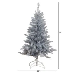 4 Ft. Artificial Silver Christmas Tree With 130-Cool White LED Lights -Holiday Glow Store nearly natural pre lit christmas trees t5238 c3 1000