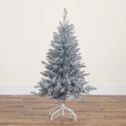 4 Ft. Artificial Silver Christmas Tree With 130-Cool White LED Lights -Holiday Glow Store nearly natural pre lit christmas trees t5238 fa 1000